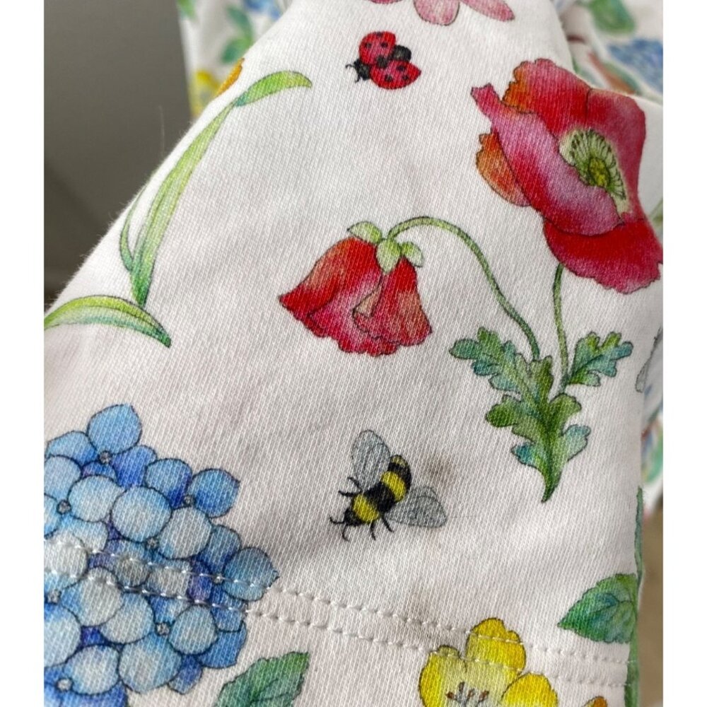 Cotn Women's Cottage Core Prairie Boho Floral Ladybug Bee Dress Multicolor Sz S - Picture 14 of 14
